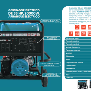 Generador eléctrico de 33HP,20000W Arranque eléctrico