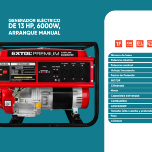 Generador eléctrico de 13HP, 6000W arranque manual