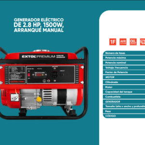 Generador eléctrico de 2.8, 1500W arranque manual