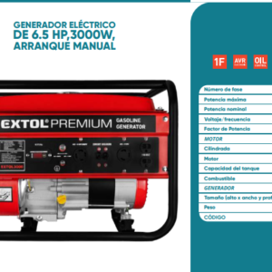 Generador eléctrico de 6.5, 3000W arranque manual
