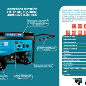 Generador eléctrico de 17HP,10500W Arranque eléctrico