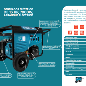 Generador eléctrico de 13HP,7000W Arranque eléctrico