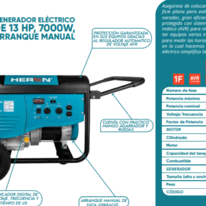 Generador eléctrico de 13HP,7000W Arranque manual