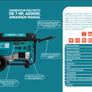 Generador eléctrico de 7HP,4000W Arranque manual