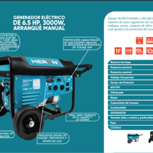 Generador eléctrico de 6.5HP,3000W Arranque manual